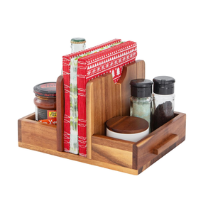 Support de serviettes en bois d'acacia en gros avec fonction de rangement pour organiser les salières et poivrières - Product Image 1