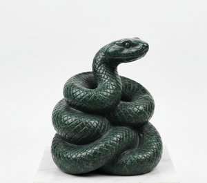Escultura de Serpiente en Mármol Ónix Tallada a Mano, Estatua de Animal de Mármol de Lujo, Figura Decorativa de Piedra Artística - Product Image 1