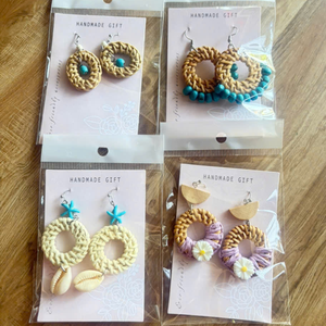 Pendientes de Fibra Natural de Bambú y Ratán Hechos a Mano en Vietnam, Accesorios de Moda Boho Ecológicos - Product Image 2