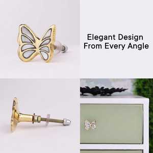 Tiradores de Cajón con Diseño de Mariposa Dorada, Manijas Decorativas Bordadas de Latón para Gabinetes de Cocina y Cómodas - Product Image 2