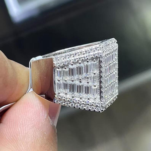Luxury Moissanite Baguette Cluster <b>Ring</b> Iced Out Hip Hop <b>Statement</b> <b>Ring</b> Square Top Bold Shine Jewelry Gift for Men - Product Image 2