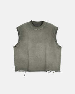 Camiseta sin mangas para hombre con ojales, 100% algodón lavado, cuello redondo, estilo moderno para verano, fabricante y proveedor mayorista OEM - Product Image 4