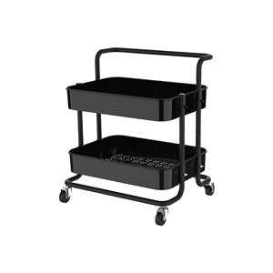 Chariot de rangement à 2 niveaux sur roulettes, étagère utilitaire en métal pour cuisine, salle de bain, bureau - Product Image 1