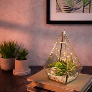 Terrarium en verre géométrique avec un design moderne à facettes, élément décoratif élégant pour table, étagère, salon, décoration intérieure - Product Image 4