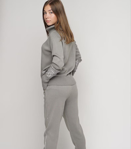 Wholesale Women Turtleneck Sweater Set with <b>Sequin</b> Detail Soft Knit Top and Matching <b>Pants</b> Women's Hoodies & Sweatshirts - Product Image 2