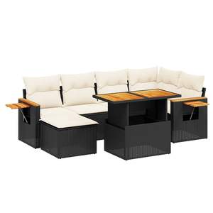 Conjunto de Sofás Modulares Grandes de Ratán PE Negro para Jardín, Muebles Modulares Elegantes para Exteriores - Product Image 2