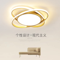 Lustre LED moderne, design rond en forme d'anneau, blanc chaud 3500K, matériau métallique, montage en surface, salon, télécommande, IP65