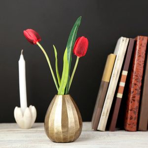 Jarrón de Metal con Textura Dorada |   Florero Decorativo Moderno para Decoración del Hogar, Centro de Mesa y Arreglos Florales - Product Image 2