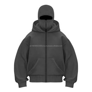 Balaclava tendance, sweat à capuche pour homme, couleur unie, double couche, sweat à capuche, style Y2k rétro, hip hop, streetwear d'hiver - Product Image 5