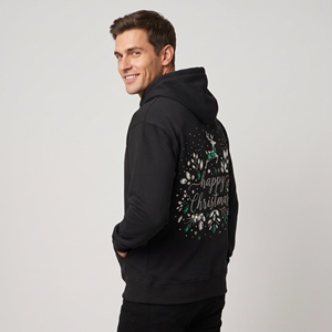 2026 High Quality Men's Winter <b>Christmas</b> <b>Hoodie</b> 100% Cotton Fleece Anti Pilling Custom Logo Warm Festive Lightweight Sweatshirt - Product Image 5