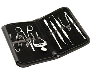 Instrumentos dentales Conejo y roedor 9 piezas con kit completo y bolsa negra, instrumentos de acero alemán, por Zarnab Surgical - Product Image 2