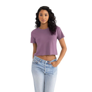 Crop top pour femmes, vêtements personnalisés en gros pour festivals — T-shirt court vierge en gros pour femmes, marché américain, 65/35 polyester coton - Product Image 2