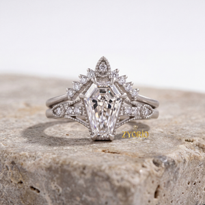 High Quality Art Deco Coffin Cut Lab Grown Diamond Engagement <b>Ring</b> Retro Inspired Trendy <b>Statement</b> <b>Ring</b> for Bride Proposal Party - Product Image 2