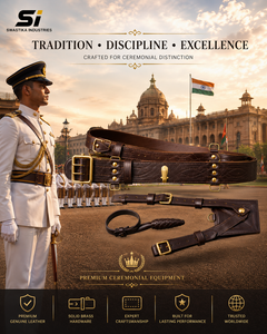 Cinturón Sam Brown de Cuero Marrón Genuino, Nuevo, Cinturón Cruzado Ceremonial para Oficiales, India - Product Image 2