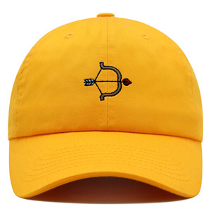 Casquette de baseball jaune à 6 panneaux avec logo arc et flèche brodé, unisexe, réglable, décontractée, en sergé de coton pour adulte - Product Image 1