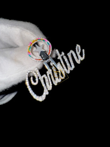 Diseño de moda icy 925 Silver Lab Grown Diamond Cursive nombre inicial collar Bling Glow Letter esmalte encantos joyería fina personalizada - Product Image 2