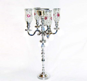 Candelabra 5 Arms With Crystal Globes New Design <b>Tealight</b> <b>Holder</b> Silver Metal Crafted Decorative Handmade Candelabra For Sale - Product Image 6