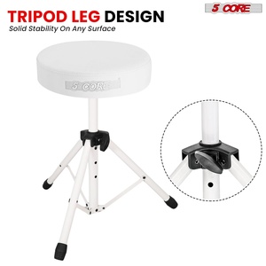 Chaise de batterie 5 Core Drum Throne avec siège rembourré de 3 pouces, réglable, pour la pratique et les performances - Product Image 2