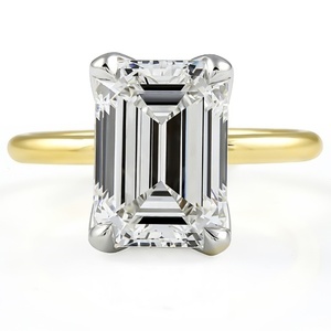 Classic 4.03 CT Emerald Cut Solitaire Engagement <b>Ring</b> Solid Yellow Gold Band with White Gold 4 Prong Basket IGI certified - Product Image 1