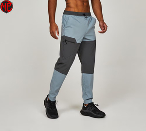 Color Block Running Trousers Men Quick Dry Breathable Drawstring Jogger <b>Pants</b> for Training Gym Outdoor Wear - Product Image 4