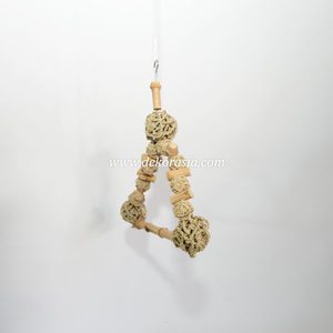 Natural Brown Bamboo Agel Fiber Classic Triangle Hanging Bird <b>Swing</b> Perch Chew Toy Small Medium Birds Pet Cage Accessories Dekor - Product Image 2