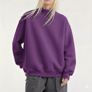 Hot Selling Women's <b>Pink</b> Custom University & <b>Collage</b> Name Embroidered Solid Drop Shoulder Oversized Crewneck Sweatshirts OEM - Product Image 5