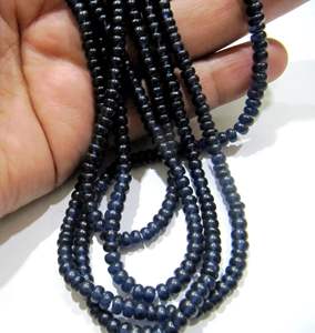 Cuentas de Zafiro Azul Rondelle Lisas de 4-5 mm, Imitación de Zafiro Creado en Laboratorio, Hilo de 13 Pulgadas - Product Image 1
