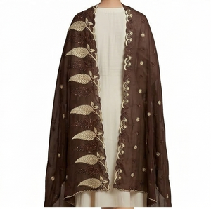 Wholesale OEM Women Chiffon Long Hijab Shawl Floral Rhinestone Embroidery Soft Breathable Summer Lightweight Supplier - Product Image 2