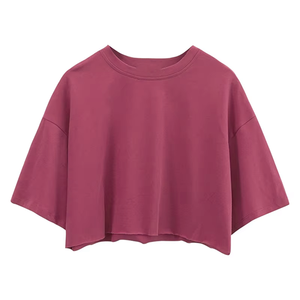 เสื้อครอปท็อปผู้หญิง คอกลม สวมใส่สบาย น้ำหนักเบา ระบายอากาศดี เหมาะสำหรับฤดูร้อน รับออกแบบตามสั่ง ผลิตแบบ OEM ODM รับผลิตแบรนด์ส่วนตัว - Product Image 3