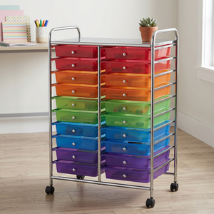 Modern Rolling Storage Cart With 12 Colorful Plastic <b>Drawers</b> metal Frame <b>Office</b> Organizer Multifunctional <b>Drawer</b> <b>Unit</b> - Product Image 1