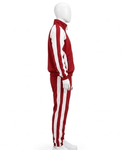 Unisex Red <b>White</b> Tracksuit Set Full Zip Athletic Jacket <b>Jogger</b> Pants Sportswear Training Gym Running Custom Logo - Product Image 2