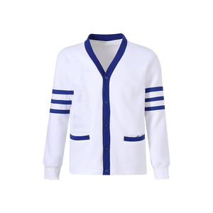Cárdigan de Forro Polar Blanco con Cuello en V Personalizado de la Fraternidad Sigma para Compradores de Marca Privada, para Pedidos de Marca Personalizada con Soporte OEM al por Mayor - Product Image 1