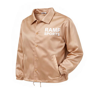 Veste de coach unisexe noire imperméable pour l'hiver avec logo personnalisé sur le devant, col montant en polaire, tissu en nylon - Product Image 2