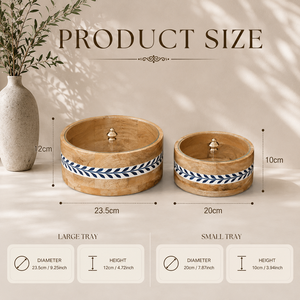 Conteneurs de rangement en bois design avec couvercles en verre, motif bleu décoratif, ensemble de bols en bois de qualité supérieure pour la cuisine avec couvercle en verre - Product Image 3
