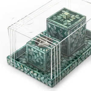 Zaynah Aura Mother Pearl Inlay Bakhoor Quemador Acrílico Contenedor Premium Juego decorativo Hecho a mano Ecológico Durable para - Product Image 5