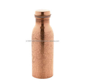 Botella de Agua de Cobre 100% Puro, Ecológica, para Camping, con Grabado de Madera y Logotipo Personalizado, Precio Económico, Mejor Calidad, 900ML, Pulida - Product Image 3