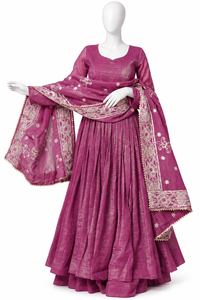 Ensemble Anarkali Plazzo marron pour femme avec dupatta brodé, tenue ethnique indienne et pakistanaise pour fêtes, robe longueur normale GOLD CRAZY - Product Image 4