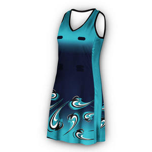 Vestido de Netball Sublimado para Mujer 2026, Diseño Azul y Amarillo, Ropa Deportiva Transpirable de Poliéster, Jersey Personalizado con Logotipo para Adultos - Product Image 6