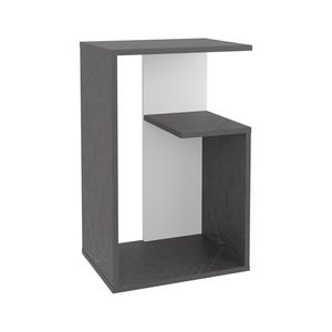 Mesa auxiliar Everet de 25 pulgadas de alto con 3 niveles y estantes abiertos, mesita de noche Onix blanca - Product Image 5