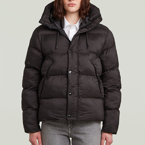 Custom Women's Glossy Hooded Down <b>Puffer</b> <b>Jacket</b> Black <b>Cropped</b> Winter Coat Duck Down Outerwear Women Bomber <b>Jacket</b> - Product Image 1