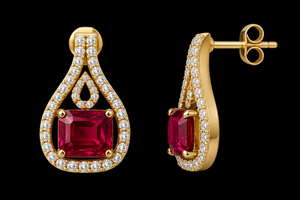 Pendientes de plata de ley 925 con rubí y circonita cúbica, hechos a mano, con gemas, para mujer. - Product Image 3