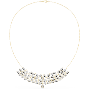 Yellow Gold Round Lab Grown Diamond Leaf <b>Statement</b> <b>Necklace</b> for Women | Elegant Wedding Bridal Jewelry Gift - Product Image 1