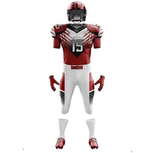 Uniformes de football américain personnalisables, 100% polyester, sublimation, dégradé de couleurs, évacuation de l'humidité, ensembles ajustés pour hommes adultes - Product Image 2
