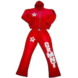 Ropa de calle personalizada, sudaderas con capucha con piedras preciosas y diamantes de imitación, lavado ácido, Vintage, Sol desteñido, estampado Dtg, conjunto de Sudadera con capucha de peso pesado, chándales para hombres - Product Image 3