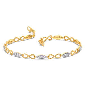 <b>Infinity</b> Leaf Diamond <b>Bracelet</b> with Yellow Gold Link Design and Marquise Cluster Accents - Product Image 2