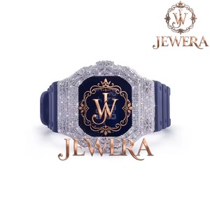 Reloj de Lujo con Correa de Goma Negra y Diamantes de Moissanita en Oferta, para Uso Diario, Fiestas y Moda Urbana, Disponible para la Venta - Product Image 2