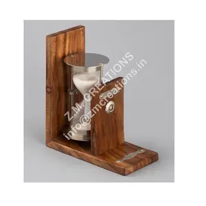 Sand Timer Hour Glass On Wooden Stand Reversal Flowing White Color Factory Manufacturer Made In India