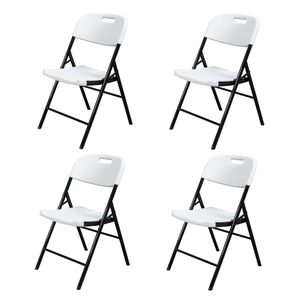Sedie Pieghevoli da Giardino in Plastica, Confezione da 4, 47x54x84cm, Bianche - Product Image 1