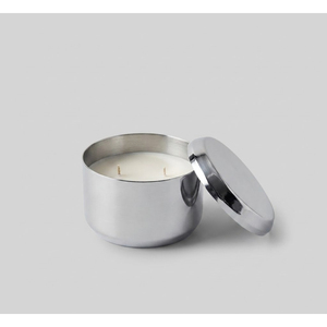 Vela Aromática de Lujo al por Mayor, Hecha con Cera de Soya, en Elegante Recipiente Metálico Plateado con Tapa, Velas de Aromaterapia, Decoración Interior Moderna - Product Image 1