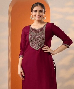 Kurti en rayonne et coton tissé, modèle fantaisie, pour tenue de fête, séchage rapide, prix de gros, vêtement ethnique - Product Image 2